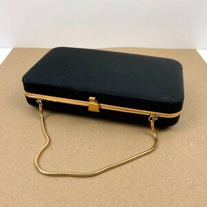 Vintage 60s After Five Black Box Style Fabric Covered Evening Clutch Purse